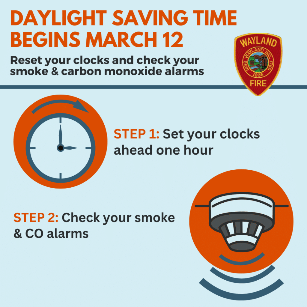 Wayland Fire Department Reminds Residents to Change Their Clocks, Check